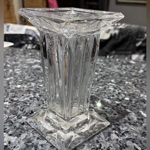 💎 PartyLite Quad Prism Pedestal Crystal Accent Vase or Candle Holder with Design